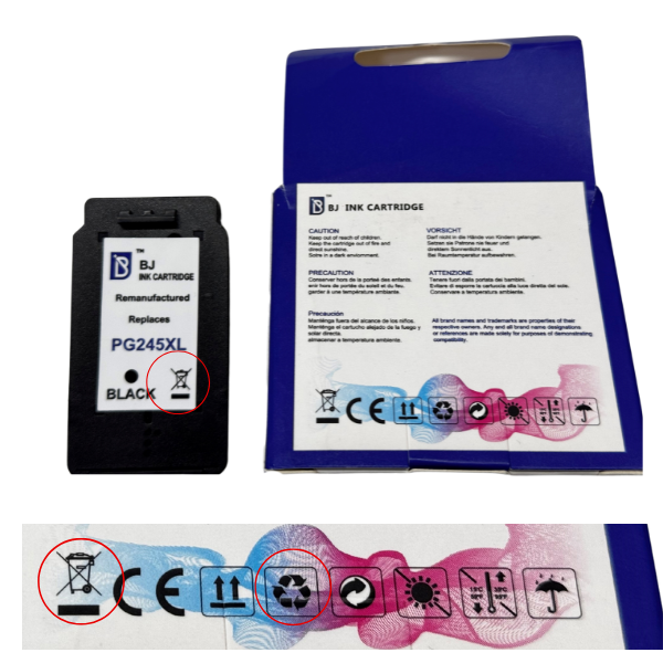 False labeling on inkjet cartridge